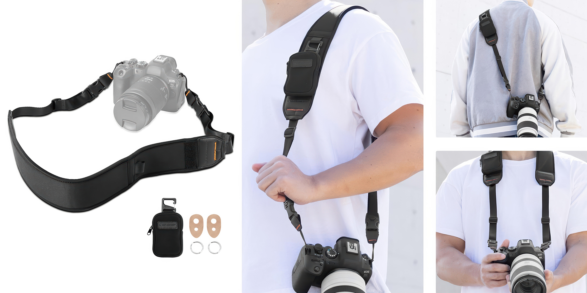 Pasek do aparatu K&F Concept Urban Wander 01 - czarny - 3 sposoby noszenia